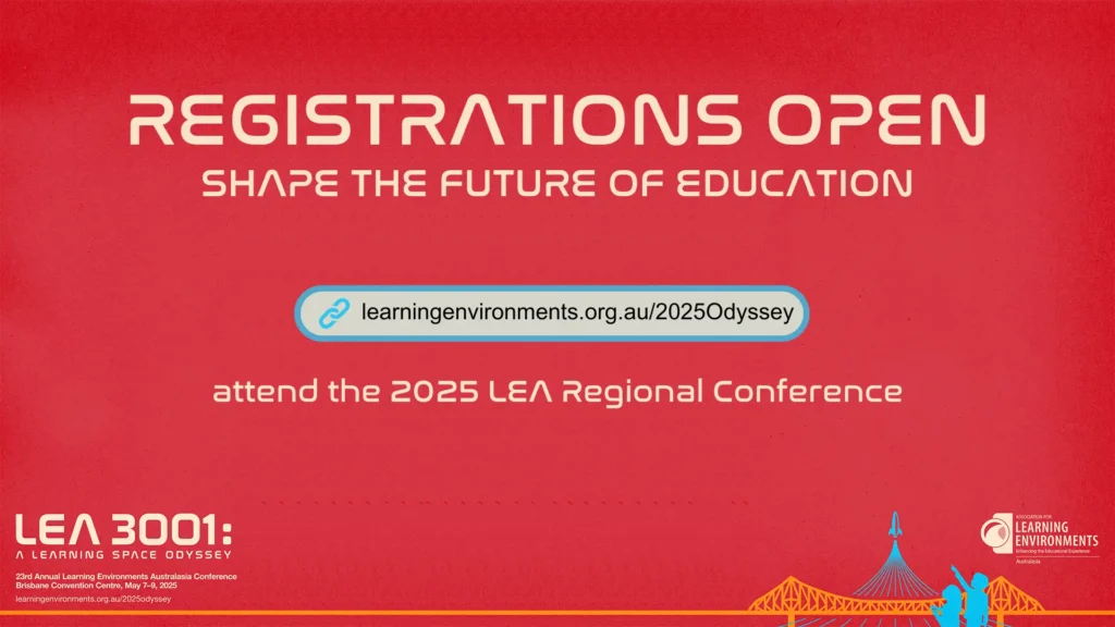 LEA Conference 2025 LEA Conference Teaching Conference 2025 A4LE Conference Early Bird Registrations Odyssey Conference Abstract Design Conference Abstract Education Conference Abstract Architecture Conference Abstract New School2 Film Premiere Education Awards Architect Awards LEAD Awards Chapter Awards Design Awards Educational Conference Call for Abstracts A4LE Research Promoting Student & Teacher Wellness through K-12 School Design Education Design Awards Education Awards VIC Chapter Aitken College LEAD Winner Events Webinars LEA 3001 A Learning Space Odyssey LEA Conference Learning Scapes Conference RDO Regional Day Out Learning to Thrive 2024 Chapter Awards The Mayfield Project 2024 Regional Day Out 2024 RDO Learning to Thrive Life Membership 2025Odyssey LEA 3001 A Learning Space Odyssey Conference QLD Conference learning spaces lea School design The Mayfield Project Authentic Engagement Toolkit Mayfielders JEDI Justice Equality Diversity Inclusion A4LE LearningSCAPES Conference Site Tours Learning Environments Learning Environments Australasia LEA The Mayfield Project School Design School Architecture CPD Continuing Professional Development Annual Conference RDO Regional Day Out Master Planning Events Chapter Events Conferences 2024 Amplify Conference Regional Day Out LEAD Awards Learning Environments Australasia Design (LEAD) Awards Australian Architecture NZ Architecture Education Learning Spaces 2023 Awards 2024 Awards 2025 LEAD Awards